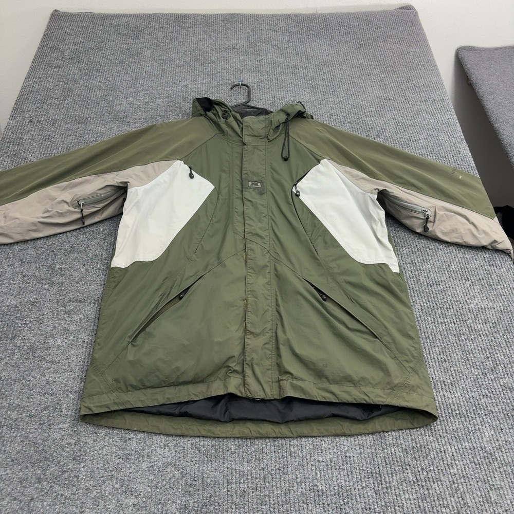 Vintage Helly Hansen Jacket Mens XL Green Nylon Hooded Colorblock Gorpcore Style